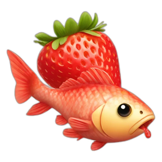 Fish eating strawberries  sticker
