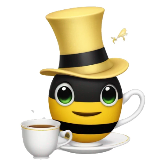 Dancing Bridgerton Bee with top hat and tea cup sticker