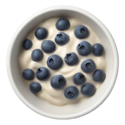 White acai bowl with blueberries , view from top sticker