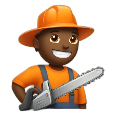 Farmer with an orange color chainsaw sticker