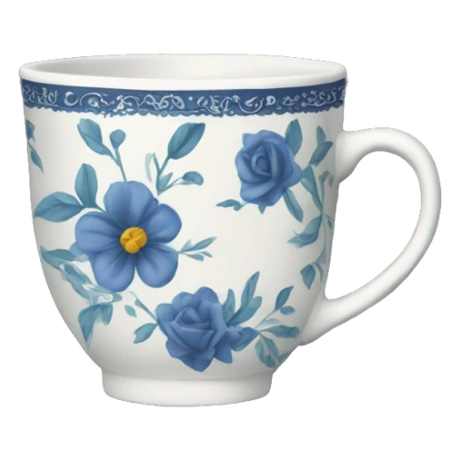 Floral navy blue tea cup  sticker