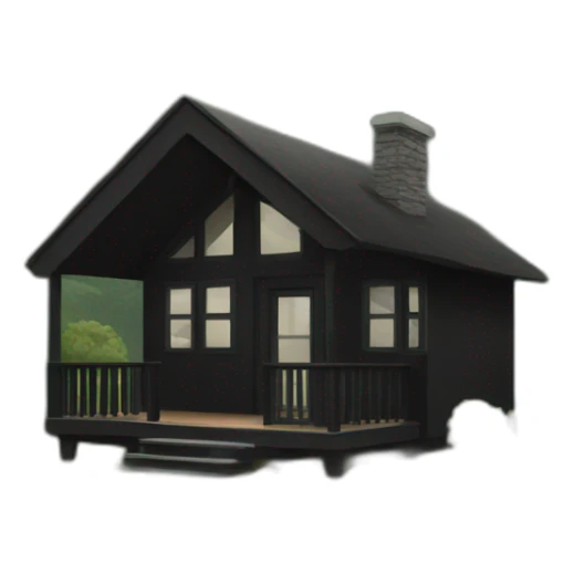 Small modern black cabin in woods sticker