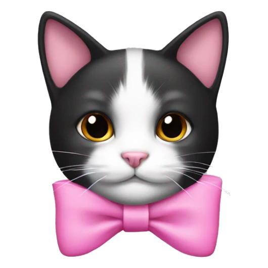 black and white cat with a pink bow sticker