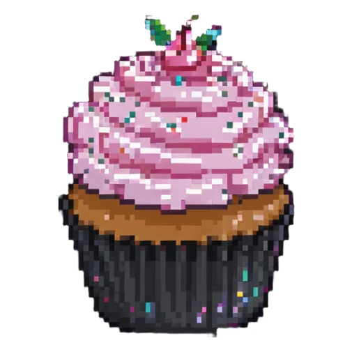 pixel art cupcake with pink icing and sprinkles sticker