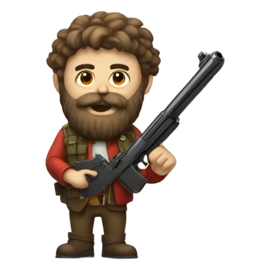 An apple with a beard and a gun sticker