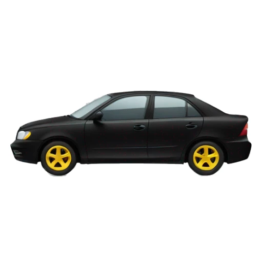 Black car with yellow eyes sticker