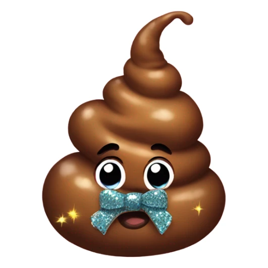 Poop with glitter and bow sticker