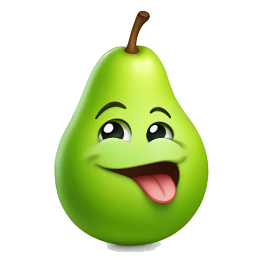 Green Cute pear with tongue sticker