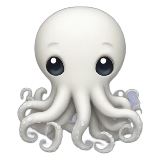 cute white kraken with cute face shy blushing sticker