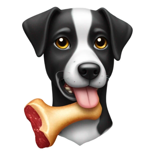 White and black Dog with steakbone sticker