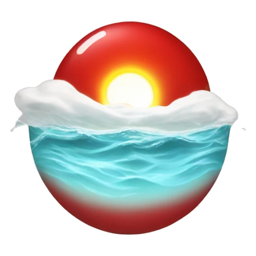 red water with a bright white sun over it sticker