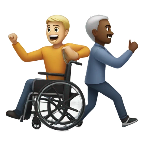 Man in wheelchair chasing another person  sticker