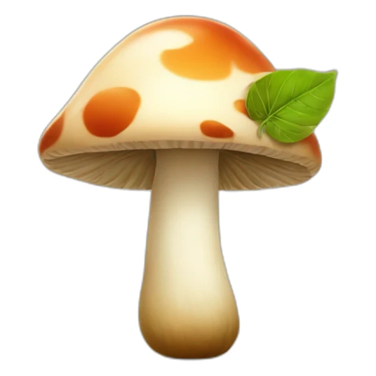 mushroom that smiles with a leaf sticker