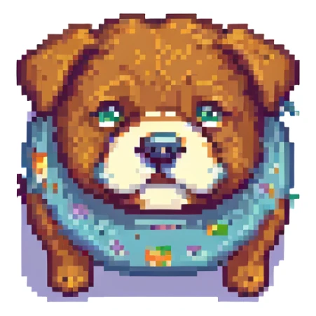 fat dog pixelated retro video game style sticker