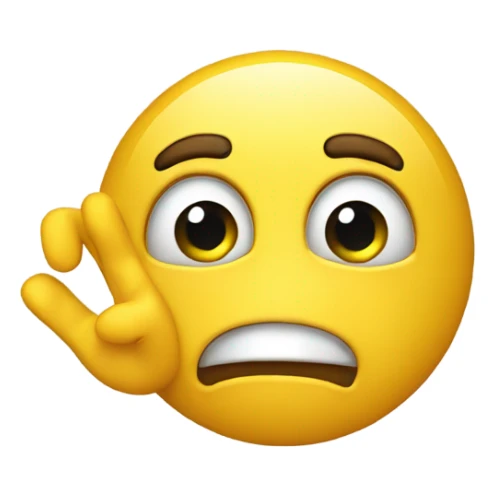 yellow simple emoji with a hand at ear that is eavesdropping sticker