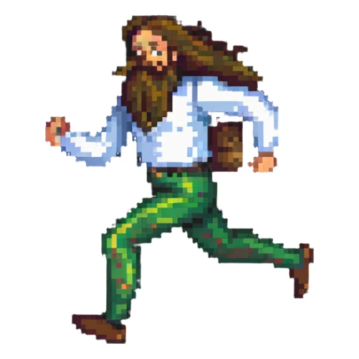 running man with long beard sticker