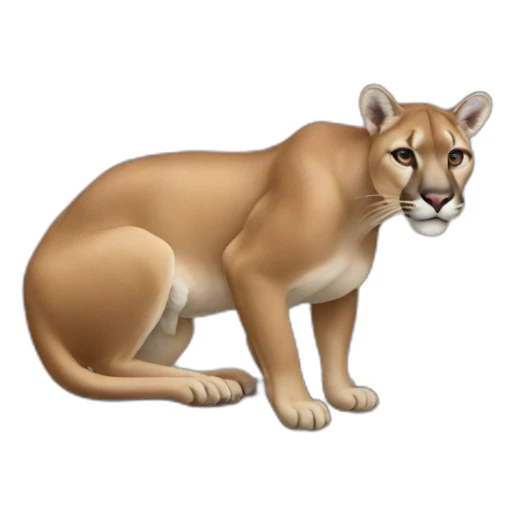 Cougar sitting on a navy blue cow sticker