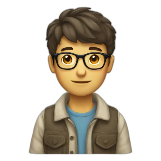 Boy with glasses short hair nerd sticker