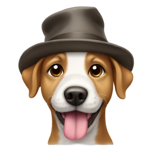 dog in hat with out tongue  sticker