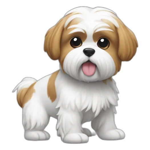 Shitzu blanc gris et roux qui danse sticker