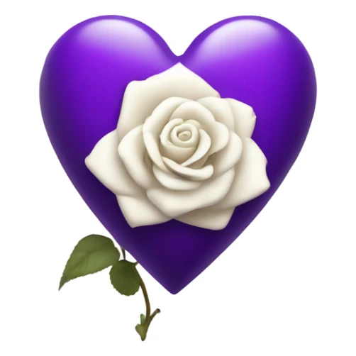 Purple heart with a white rose inside no leaves sticker