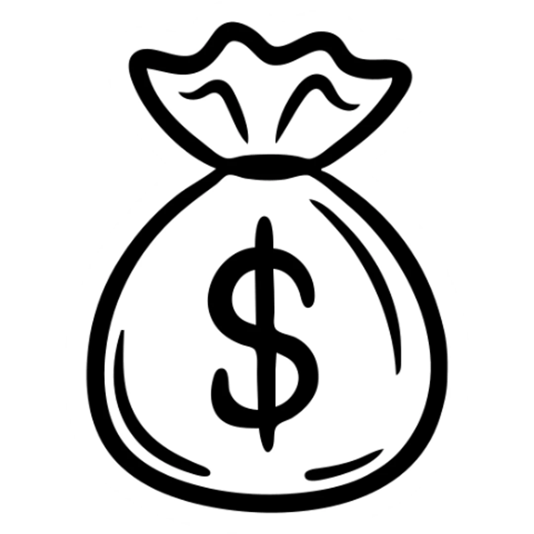 money bag with dollar sign sticker