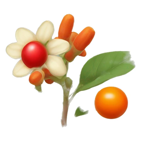 ashwagandha flowers with one orange-red berrie sticker