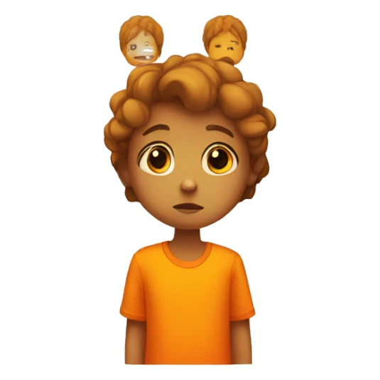sad child in a bright orange clothes sticker