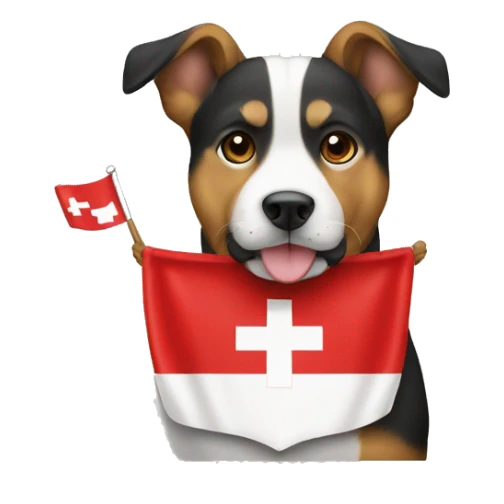 Bandera de suiza con un perro  sticker