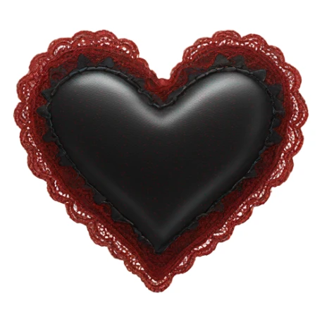 black leather heart with red lace overlay sticker