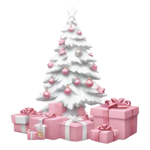 Light pink Christmas gifts under a white Christmas tree  sticker