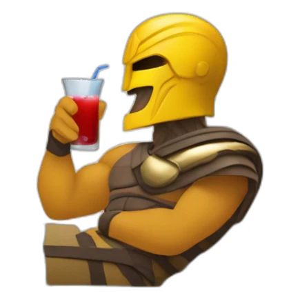 A  spartan Leonidas drinking a relaxed coktail on a sofa sticker