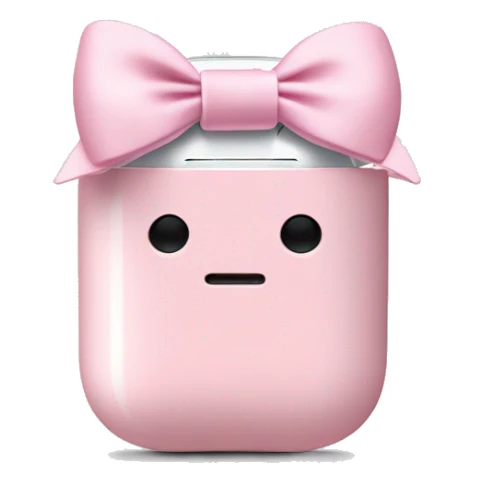 airpods max with a light pink bow  sticker
