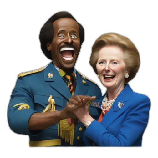 Margaret Thatcher getting tickled by Mr Motivator sticker