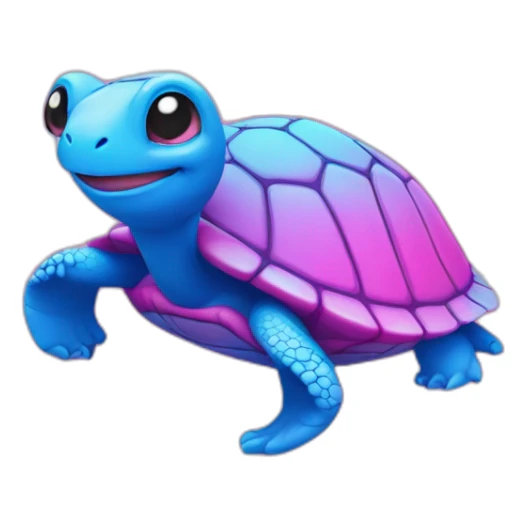 chat bleu sur tortue rose fluo sticker