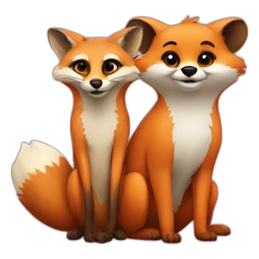 Fox and meerkat  in love sticker