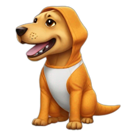 dog in a t-rex onesie sticker
