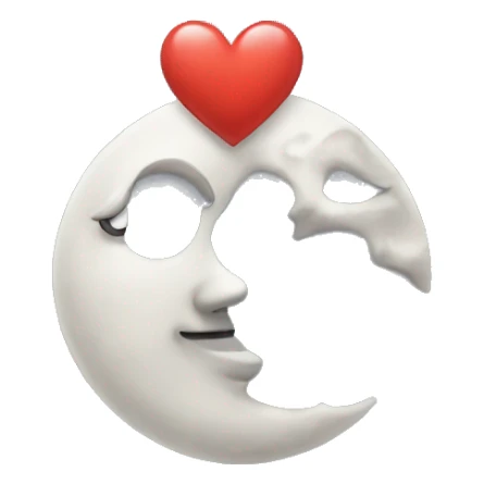 Moon with love heart  sticker