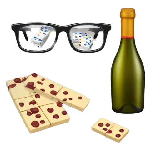 Glasses, wine and dominoes sticker