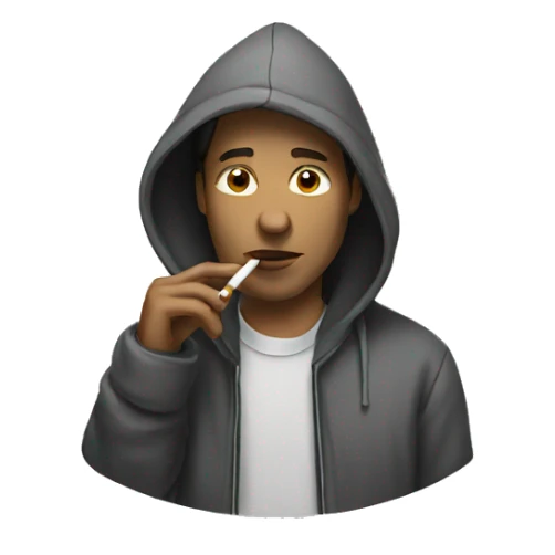 Hood white man smoking with flow sticker