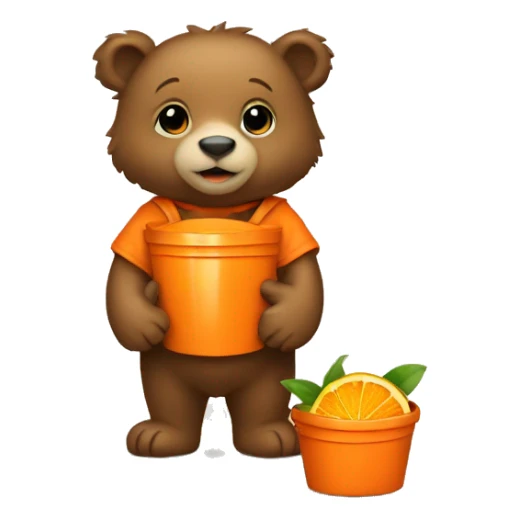 Baby bear and orange bucke sticker