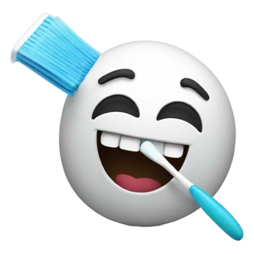 Laugh emoji with toothbrush  sticker