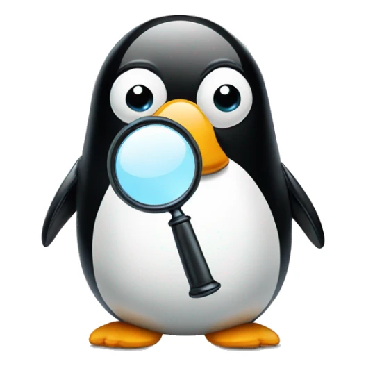 penguin holding a magnifying glass sticker