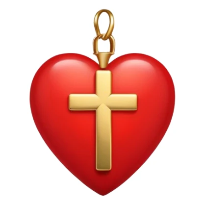 Red heart with gold cross sticker