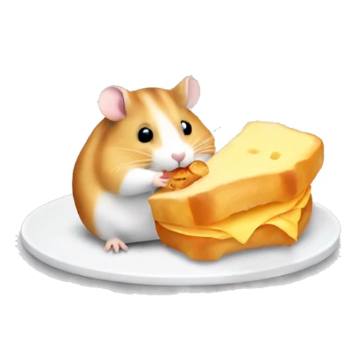 hamster eating croissant with cheese  sticker
