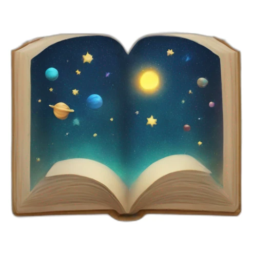 Open book about stars and planet sticker
