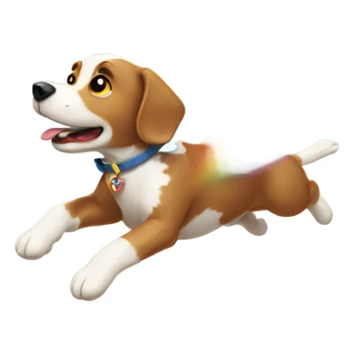 Flying dog shooting rainbows sticker