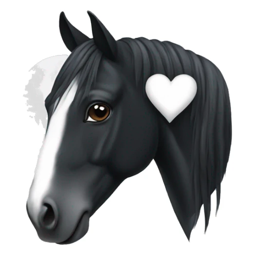 Black horse with white heart sticker
