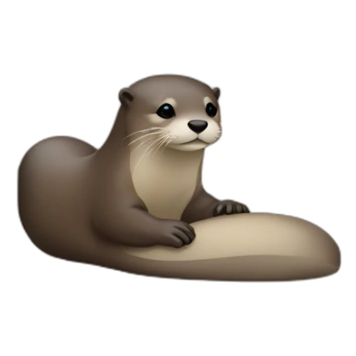 female otter use a macbook while leaning against a pillow sticker