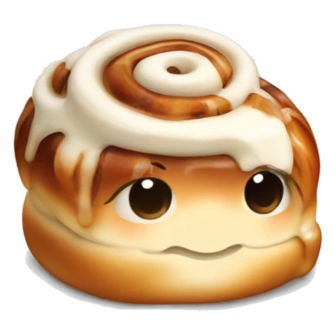 cute cinnamon bun with melting cream sticker